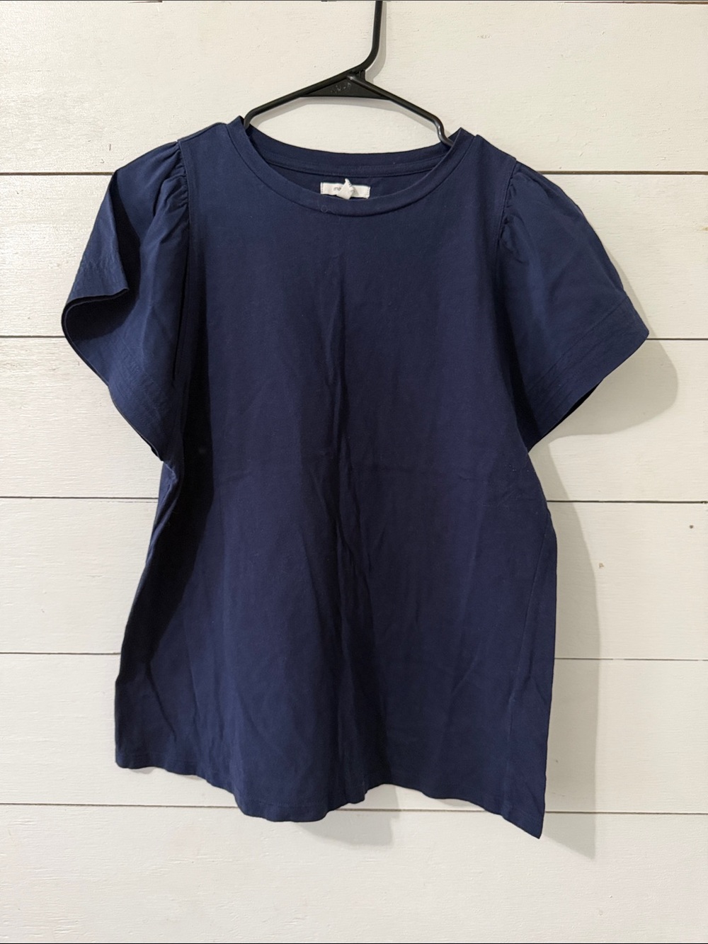Maurices Navy Short Sleeve Puff Shoulder Tee